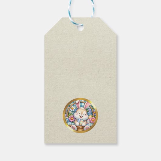かわいいバニーと卵とフローラのハッピーイースター ギフトタグ (裏面)