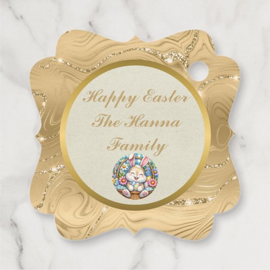 かわいいバニーと卵とフローラのハッピーイースター フェイバータグ (裏面)