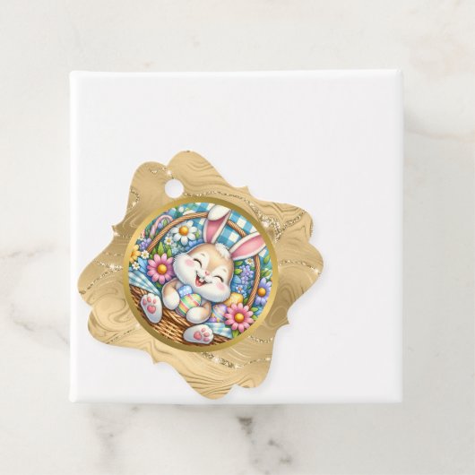 かわいいバニーと卵とフローラのハッピーイースター フェイバータグ (インサイチュ)