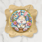 かわいいバニーと卵とフローラのハッピーイースター フェイバータグ (正面)
