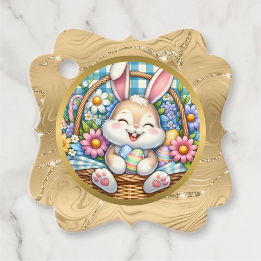 かわいいバニーと卵とフローラのハッピーイースター フェイバータグ (正面)