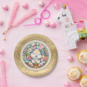 かわいいバニーと卵とフローラのハッピーイースター ペーパープレート (パーティー)