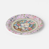 かわいいバニーと卵とフローラのハッピーイースター ペーパープレート (アングル)