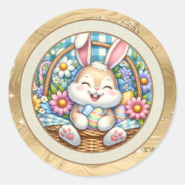 かわいいバニーと卵とフローラのハッピーイースター ラウンドシール