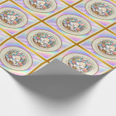 かわいいバニーと卵とフローラのハッピーイースター ラッピングペーパー (角)