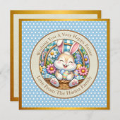 かわいいバニーと卵とフローラのハッピーイースター 招待状 (正面/裏面)