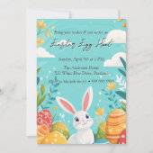 かわいいバニーと卵の花イースターエッグ狩り 招待状 (正面)