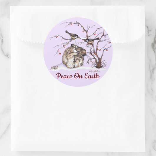 かわいいバニーと厄介な小鳥! ラウンドシール (バッグ)