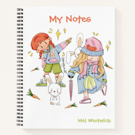 かわいいバニーと女の子私のノート編集可能 ノートブック