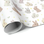 かわいいバニーと花のイラストレーション柄 ラッピングペーパー (ロールコーナー)