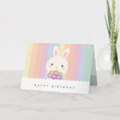 かわいいバニーと花のハッピーバースデー カード (正面)