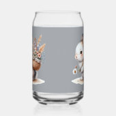 かわいいバニーと花ウォーターカラーアート ガラス缶 (左)