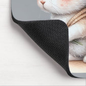 かわいいバニーと花ウォーターカラーアート マウスパッド (コーナー)