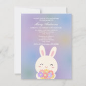 かわいいバニーと花ベビー《キリスト教》洗礼式や命名式バプテスマ 招待状 (正面)