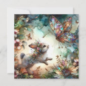 かわいいバニーと蝶ステンドグラスの復活祭 シーズンカード (正面)