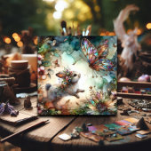 かわいいバニーと蝶ステンドグラスの復活祭 シーズンカード