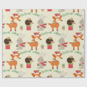 かわいいバニーと鹿のクリスマスの願い ラッピングペーパー (フラット)