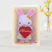 かわいいバニーのお母さんの日のグリーティングカード カード (黄色い花)