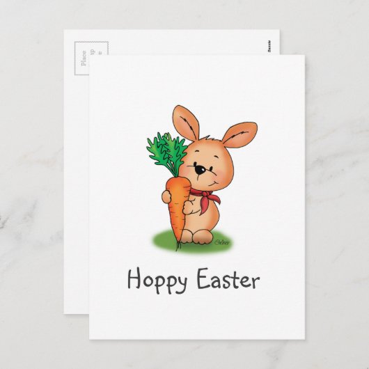かわいいバニーのイースター郵便はがきのハッピーイースター シーズンポストカード (正面/裏面)