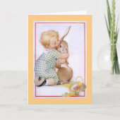 かわいいバニーのキスのヴィンテージのイースターカード シーズンカード (正面)