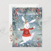 かわいいバニーのクリスマスの休日カード果実 シーズンポストカード (正面/裏面)