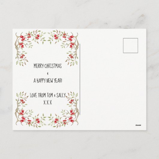かわいいバニーのクリスマスの休日カード果実 シーズンポストカード (裏面)