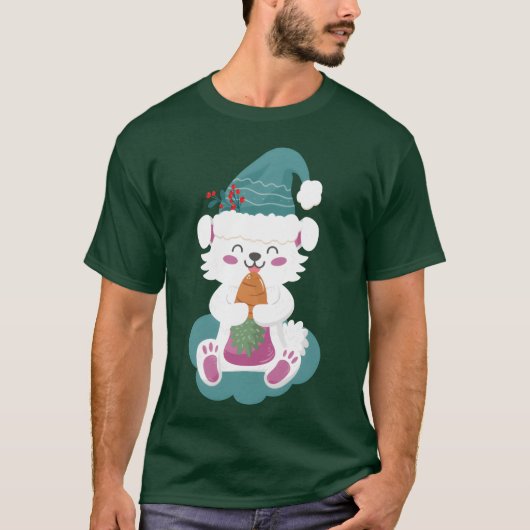 かわいいバニーのクリスマスヴィンテージ Tシャツ (正面)
