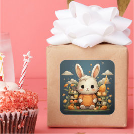 かわいいバニーのステッカー スクエアシール