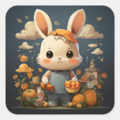 かわいいバニーのステッカー スクエアシール (正面)