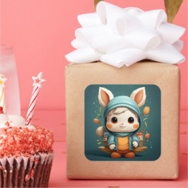 かわいいバニーのステッカー スクエアシール