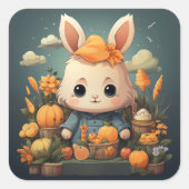 かわいいバニーのステッカー スクエアシール (正面)