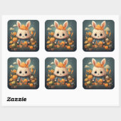 かわいいバニーのステッカー スクエアシール (シート)