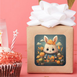 かわいいバニーのステッカー スクエアシール