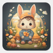 かわいいバニーのステッカー スクエアシール (正面)