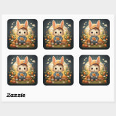 かわいいバニーのステッカー スクエアシール (シート)