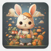 かわいいバニーのステッカー スクエアシール (正面)