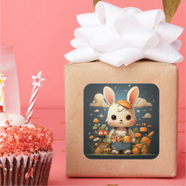 かわいいバニーのステッカー スクエアシール