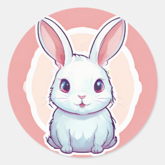 かわいいバニーのステッカー ラウンドシール