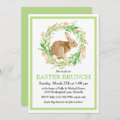 かわいいバニーのフローラリースイースターブランチ 招待状 (正面/裏面)