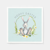 かわいいバニーのフローラリースホッピー復活祭 スタンダードカクテルナプキン (正面)