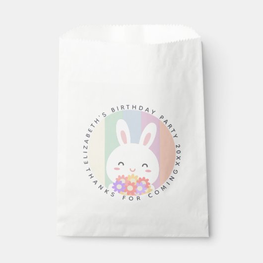 かわいいバニーのレインボー感謝してい誕生日来for フェイバーバッグ (正面)