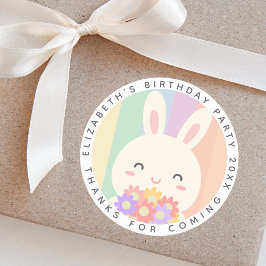 かわいいバニーのレインボー感謝してい誕生日来for ラウンドシール