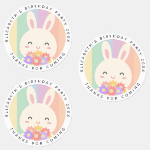 かわいいバニーのレインボー感謝してい誕生日来for ラベル