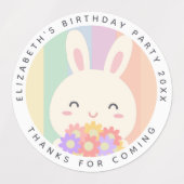 かわいいバニーのレインボー感謝してい誕生日来for ラベル (デザイン1)