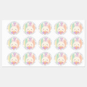 かわいいバニーのレインボー感謝してい誕生日来for ラベル (シート)