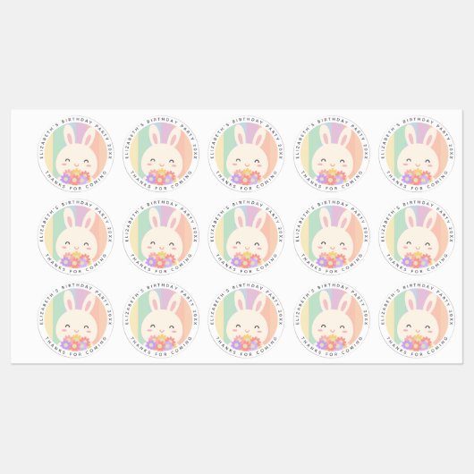かわいいバニーのレインボー感謝してい誕生日来for ラベル (シート)
