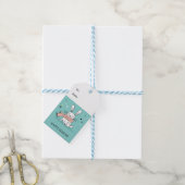 かわいいバニーのレトログリーンヴィンテージ ギフトタグ (より糸付き)