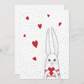 かわいいバニーの保持ハート シーズンカード (正面/裏面)