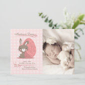 かわいいバニーの写真の誕生の発表 案内状 (スタンド正面)