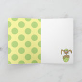 かわいいバニーの卵の水玉模様イースターカード シーズンカード (内部)